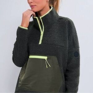 Tuckernuck (Tnuck Sport) Dark Green Fleece Jacket with Neon Accents